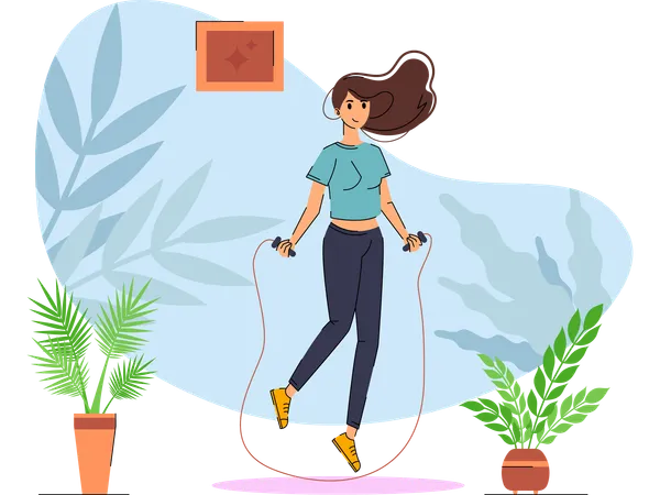 Girl skipping rope  Illustration