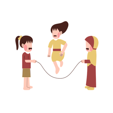 Girl skipping rope  Illustration