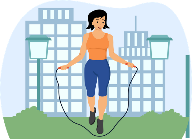 Girl skipping rope  Illustration