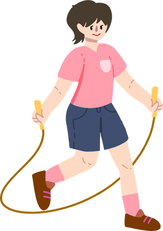 Girl skipping with Jump Rope  Illustration