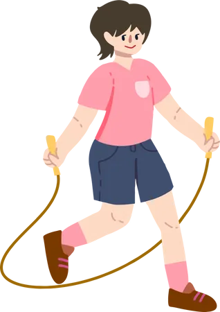 Girl skipping with Jump Rope  Illustration