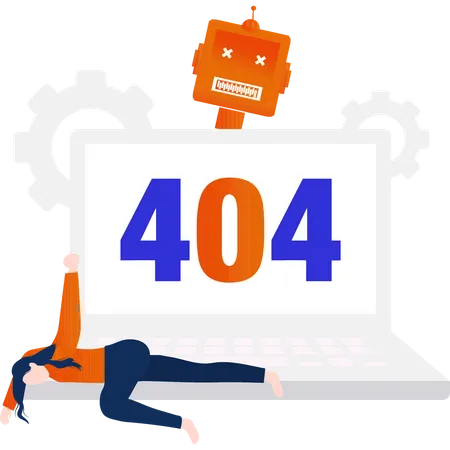 Girl sleep due to error 404  Illustration