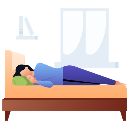 Girl Sleep on bed  Illustration