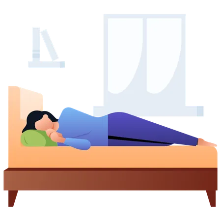 Girl Sleep on bed  Illustration