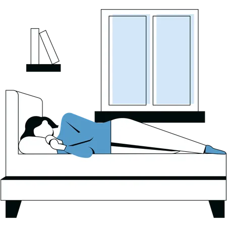 Girl Sleep on bed  Illustration