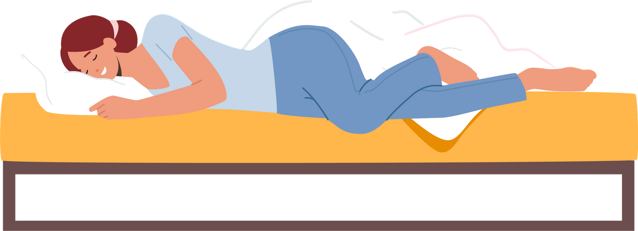 Girl sleep on side with bent legs  Illustration