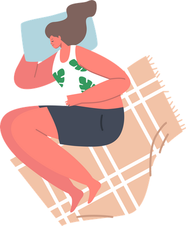 Girl Sleep on Side with Bent Legs  Illustration