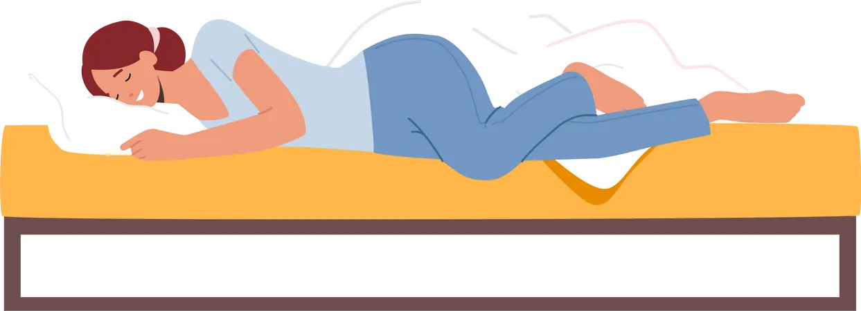 Girl sleep on side with bent legs  Illustration