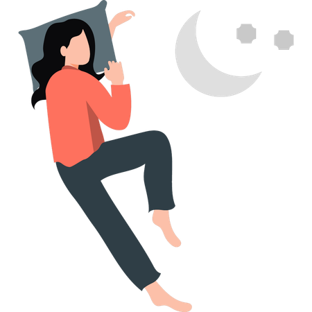 Girl sleeping at night  Illustration