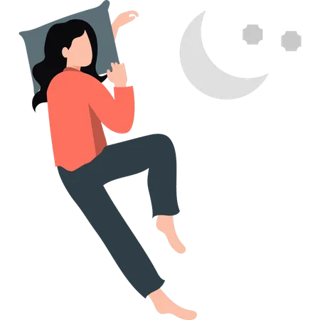 Girl sleeping at night  Illustration