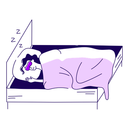 Girl sleeping during night Illustration