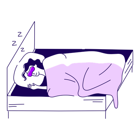 Girl sleeping during night  Illustration