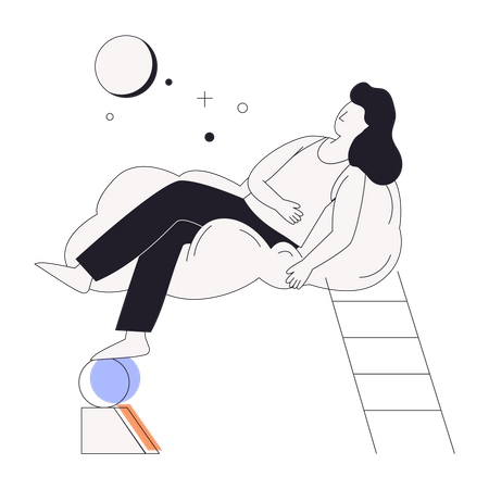 Girl sleeping into clouds  Illustration