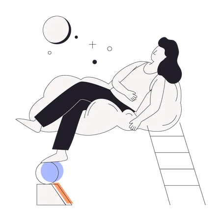 Girl Sleeping Line Illustration Illustration