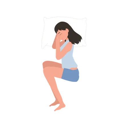 Girl sleeping on a bed  Illustration