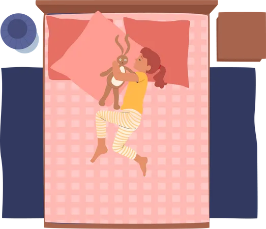 Girl sleeping on bed Illustration
