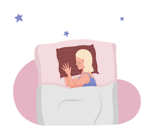 Girl sleeping on bed  Illustration