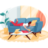 sleeping on couch illustrations