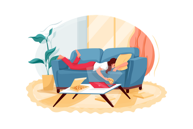 Girl sleeping on couch  Illustration