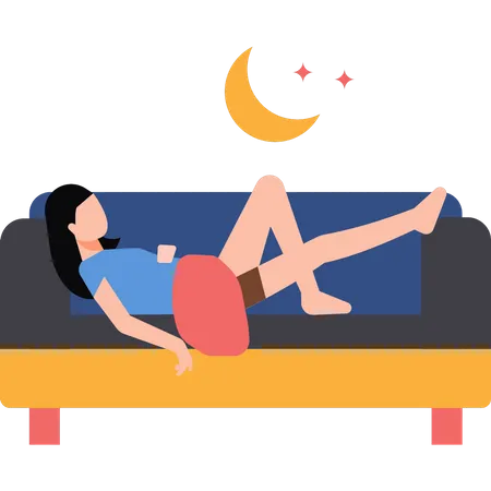 Girl sleeping on couch  Illustration