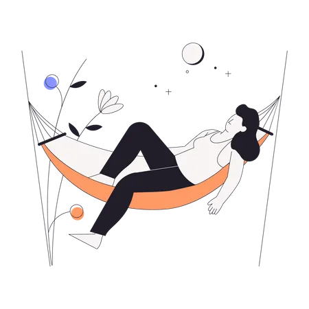 Girl sleeping on hammock  Illustration