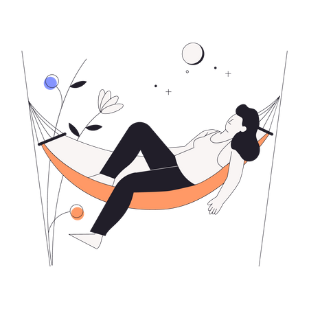 Girl sleeping on hammock  Illustration