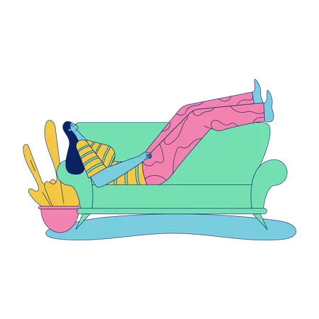 Girl sleeping on sofa  Illustration