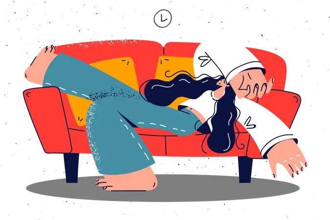 Girl sleeping on sofa  Illustration