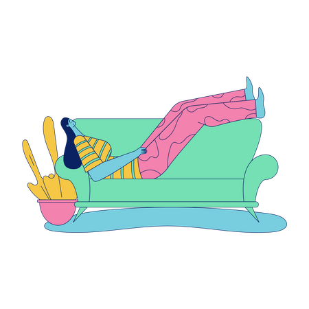 Girl sleeping on sofa  Illustration