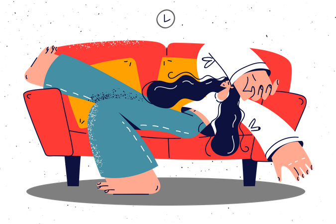 Girl sleeping on sofa  Illustration