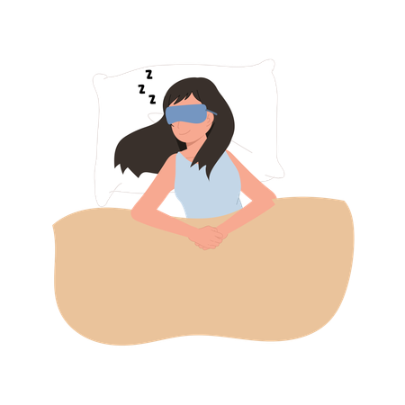 Girl sleeping peacefully on a bed  Illustration