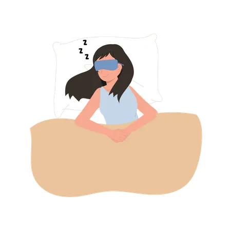 Girl sleeping peacefully on a bed  Illustration