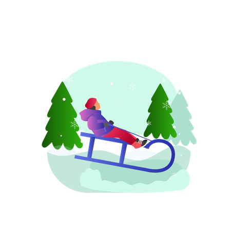 Girl sliding sleigh  Illustration