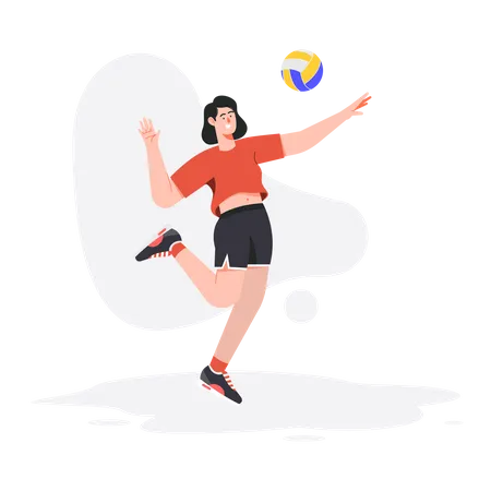 Girl smashing volleyball with hands Illustration