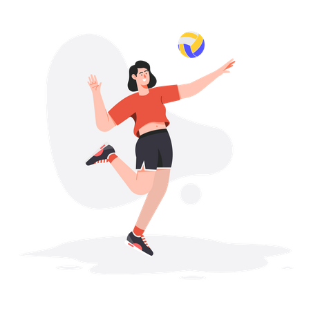 Girl smashing volleyball with hands  Illustration