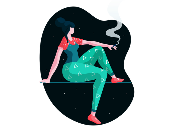 Girl Smoking Illustration