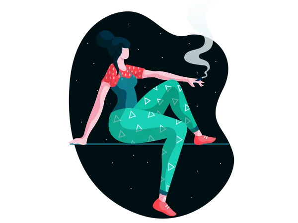 Girl Smoking  Illustration