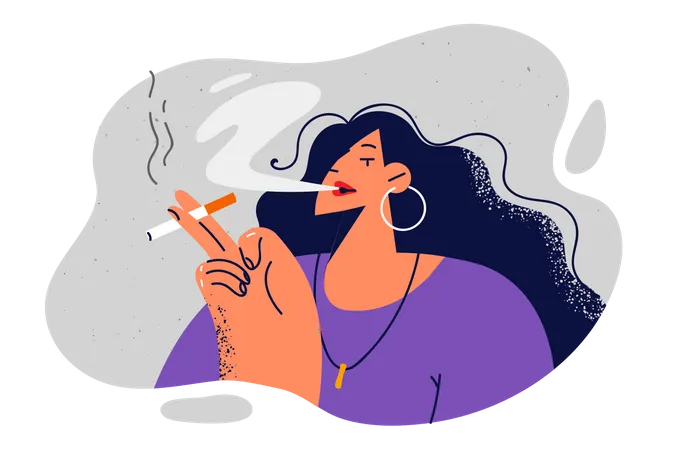 Girl smoking  Illustration