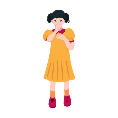 Girl Sneezing With Runny Nose  イラスト