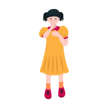 Girl Sneezing With Runny Nose  イラスト