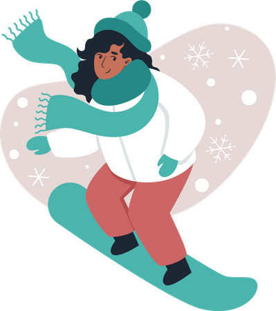 Girl snowboarding in winter  Illustration