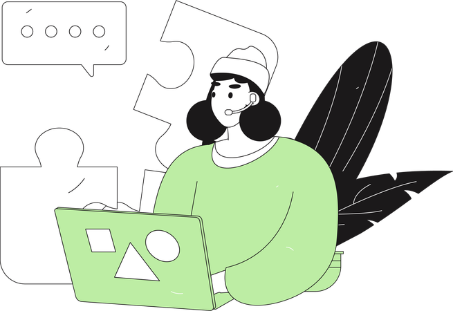 Girl solving customer problem  Illustration