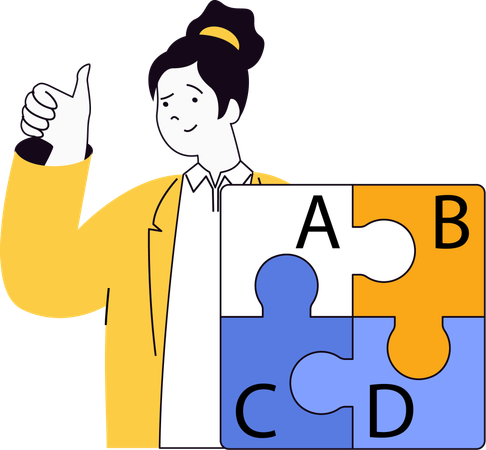 Girl solving educational puzzle  Illustration