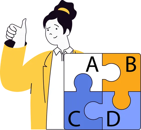 Girl solving educational puzzle  Illustration