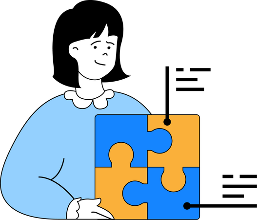 Girl solving jigsaw puzzle  Illustration
