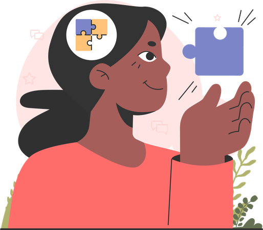 Girl solving puzzle  Illustration