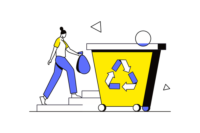 Girl sorting garbage  Illustration