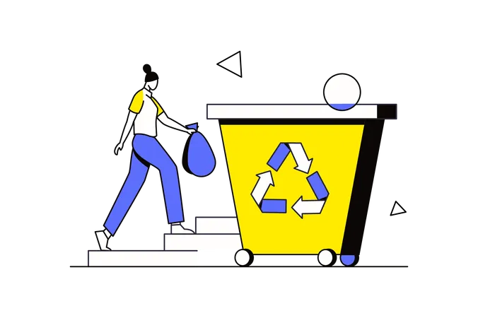 Girl sorting garbage  Illustration