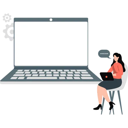 Girl speaking and writing  Illustration