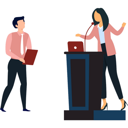 Girl speaking at podium  Illustration